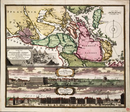 Depiction of the Stockholm archipelago, c. 1740 Accurate Carte der Uplandischen Scheren mit der Situation und Gegend umb die Konigle Schwedische Haupt und Residentz Stadt Stockholm RMG F0376.tiff