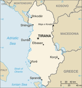Мапа Альбаніі