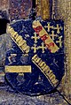 Detail Wappen, aus: Anbetung der Könige, Mittelrhein, datiert 1468, Lindenholz (?), originale Farbfassung Liebieghaus, Frankfurt am Main, Inv. Nr. 923