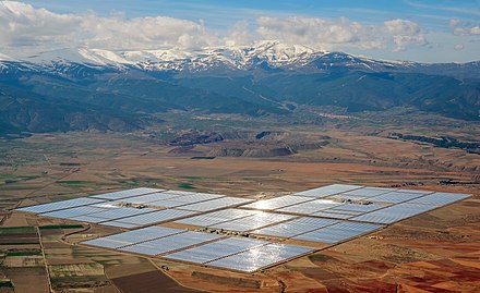 Andasol solar power facility north of Sierra Nevada