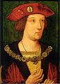 Arthur, prins av Wales ca. 1500 med fargesterk barett med oppbrettar.