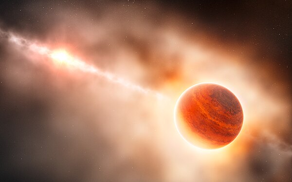 Artist's impression of the formation of a gas giant around the star HD 100546