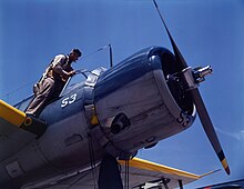 Aviation cadet in OS2U Kingfisher at the Naval Air Base, Corpus Christi, Texas Aviation cadet on OS2U at NAS Corpus Christi 1942.jpg