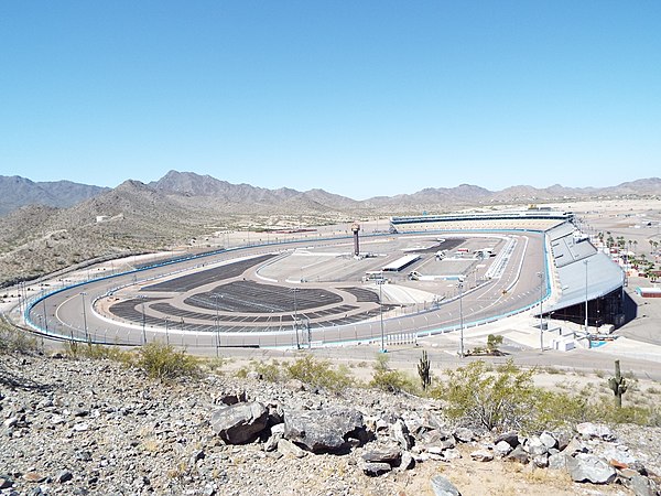 The Phoenix International Raceway as viewed from the summit of Monument Hill