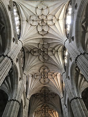 Salamanca Cathedral, Spain Flamboyant S-shaped and circular lierne ribs. (16th–18th century)