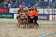 Deutsch: Beachhandball Europameisterschaften 2019 (Beach handball Euro); Tag 6: 7. Juli 2019 – Spiel um Platz Drei, Frauen, Kroatien-Niederlande 0:2 (14:23, 20:22) English: Beach handball Euro; Day 6: 7 July 2019 – Women's Bronze Medal Match – Croatia-Netherlands 0:2 (14:23, 20:22)