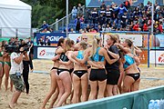 Deutsch: Beachhandball Europameisterschaften 2019 (Beach handball Euro); Tag 6: 7. Juli 2019 – Frauenfinale, Dänemark-Ungarn 2:0 (18:12, 23:22) English: Beach handball Euro; Day 6: 7 July 2019 – Women's Final – Denmark-Hungary 2:0 (18:12, 23:22)