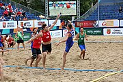 Deutsch: Beachhandball Europameisterschaften 2019 (Beach handball Euro); Tag 5: 6. Juli 2019 – Männer, Halbfinale, Dänemark-Ungarn 2:0 (19:16, 22:18) English: Beach handball Euro; Day 5: 6 July 2019 – Semifinal Men – Denmark-Ukraie 2:0 (19:16, 22:18)