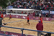 Deutsch: Beachhandball bei den Olympischen Jugendspielen 2018; Tag 5, 10. November 2018; Jungen, Hauptrunde - Thailand-Argentinien 2:1 English: Beach handball at the 2018 Summer Youth Olympics at 11 October 2018 – Boys Main Round – Thailand-Argentina 2:1