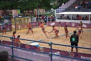 Deutsch: Beachhandball bei den Olympischen Jugendspielen 2018; Tag 5, 10. November 2018; Mädchen, Hauptrunde - Chinese Taipei (Taiwan)-Niederlande 1:2 English: Beach handball at the 2018 Summer Youth Olympics at 11 October 2018 – Girls Main Round – Chinese Taipei (Taiwan)-Netherlands 1:2