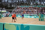 Deutsch: Beachvolleyball bei den Olympischen Jugendspielen 2018; Tag 11, 17. Oktober 2018; Jungen,Finale – Niederlande (Matthew Immers/Yorick de Groot)-Schweden (David Åhman/Jonatan Hellvig) 0:2 (20–22/15–21) English: Beach volleyball at the 2018 Summer Youth Olympics at 17 October 2018 – Final – Netherlands (Matthew Immers/Yorick de Groot)-Sweden (David Åhman/Jonatan Hellvig) 0:2 (20–22/15–21)