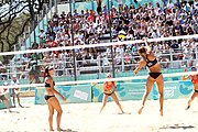 Deutsch: Beachvolleyball bei den Olympischen Jugendspielen 2018; Tag 9, 15. Oktober 2018; Mädchen, Viertelfinale: USA-Spanien 2–1 (21–19/17–21/15–9) English: Beach volleyball at the 2018 Summer Youth Olympics at 15 October 2018 – Girls Quarterfinals: USA-Spain 2–1 (21–19/17–21/15–9)