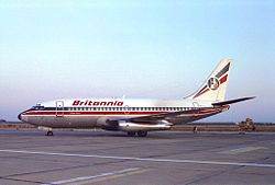 Разбившийся самолёт в 1984 году (в период эксплуатации в Britannia Airways)