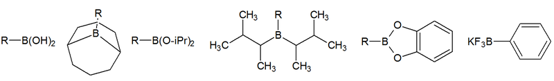 Näiteid Suzuki reaktsioonis kasutatavatest boraanidest