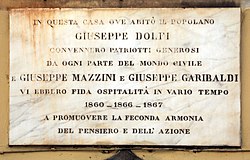 Borgo san lorenzo 4, maison de giuseppe dolfi, première plaque.jpg