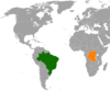 Location map for Brazil and the Democratic Republic of the Congo.