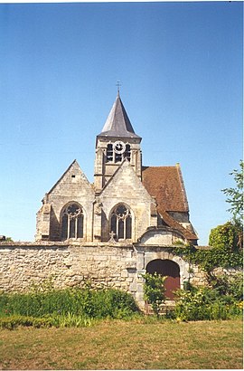 Brenouille vue EST- Eglise Saint Rieul et mur du cimetière.jpg