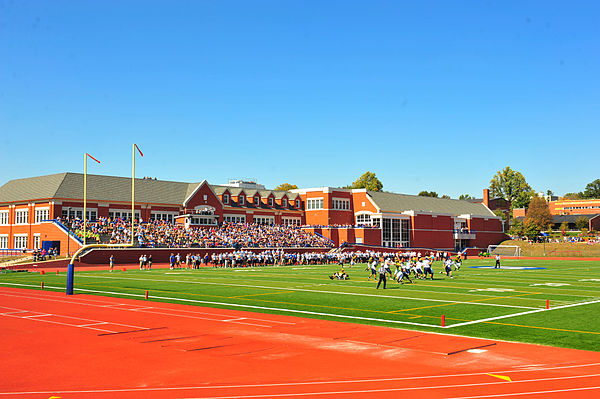 The Bruner Fitness Center during a home football game.