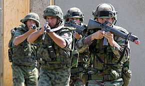 Bulgarian splittertarnmuster (two soldiers on left) Bulgarian army training Bulwark 2004.JPEG