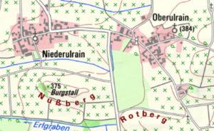 Location of the abandoned Niederulrain Castle