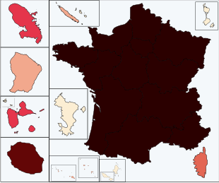 COVID-19-uitbraakgevallen in Frankrijk 13 Regions.svg