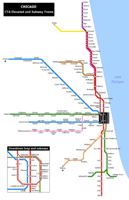 Routekaart van de Metro van Chicago (The 'L')