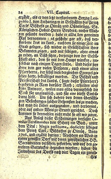 File:Calmet – Gelehrte Verhandlung der Materi, Von Erscheinungen der Geistern, Und denen Vampiren in Ungarn, Mahren etc – Teil II – 024.jpg