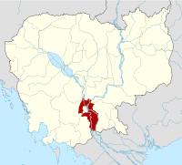 干丹省在柬埔寨的位置。