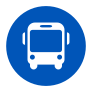 The Transport Canberra public transport logos. Left to right: light rail, bus