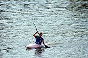 Deutsch: Kanusport bei den Olympischen Jugendspielen 2018; Tag 10, 16. Oktober 2018; Jungen Einer-Kajak-Slalom – Aufwärmen vor den Finalrennen) English: Canoeing at the 2018 Summer Youth Olympics at 16 October 2018 – Boys' K1 slalom – Warm up before the final races