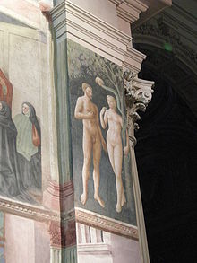 Tentazione di Adamo ed Eva (si noti la cornice architettonica dipinta).
