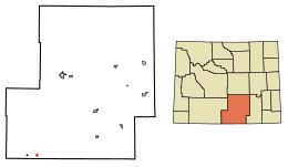 Location of Dixon in Carbon County, Wyoming.