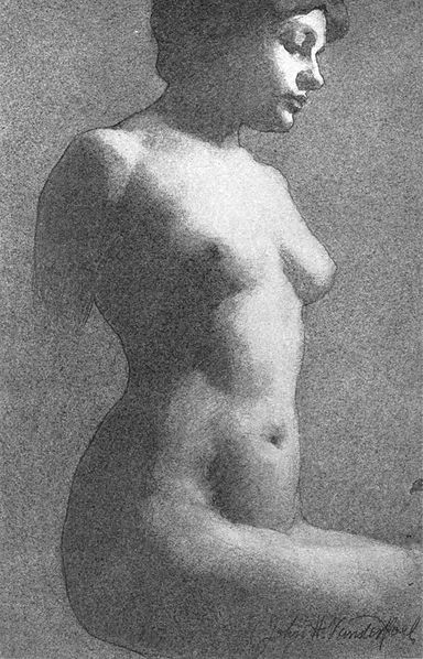 File:Charcoal Drawing of Female Torse, Separating Front From Side Through Strong Light and Shade, Vanderpoel.jpg