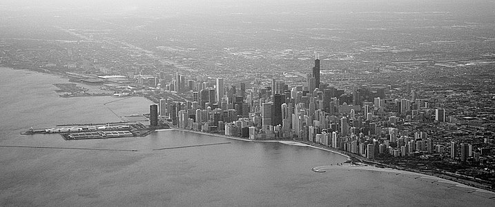Downtown Chicago from the air.