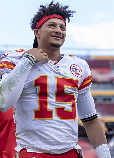 Quarterback Patrick Mahomes is a 2x NFL MVP and holds the record for the most offensive all-purpose yards (5,614) by a player in a season.