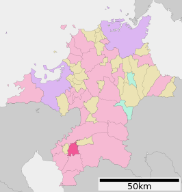Situering van Chikugo in de prefectuur Fukuoka