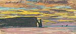 Claude Monet, Aiguille & Porte d'Aval, Etretat - Západ slunce (c.1883-85) .jpg