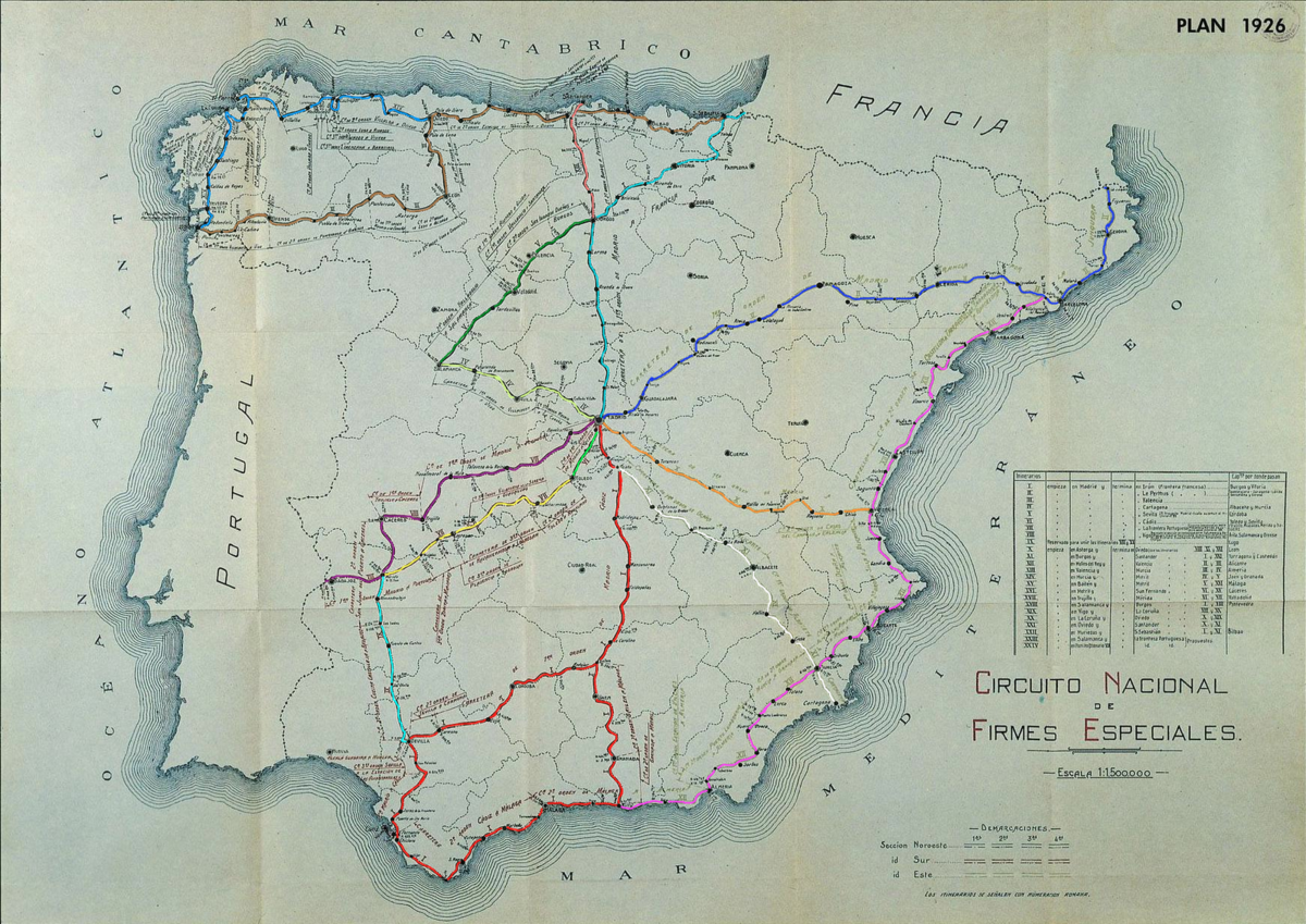 Plano de las carreteras incluidas en el CNFE. Fuente: «Memoria del