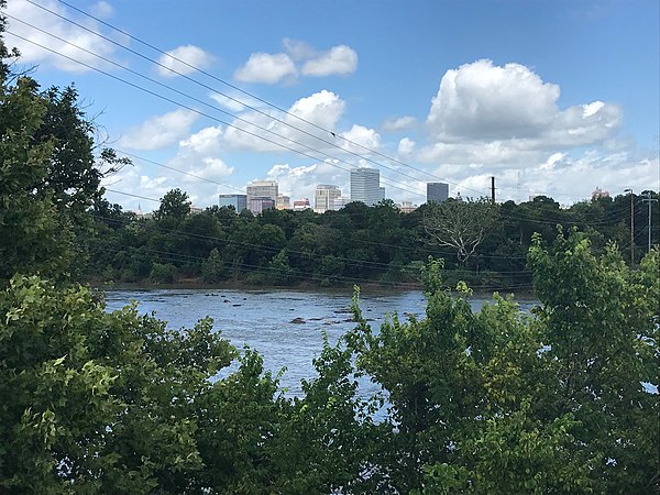 The city of Columbia as seen from Cayce, over the Congaree River