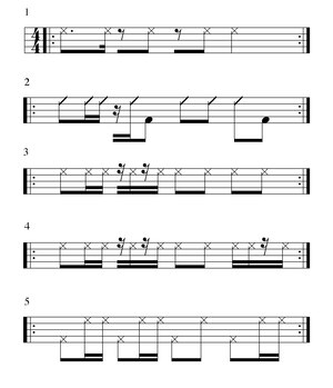 4 Afro-Cuban patterns. Play 1 , 2 , 3 , 4 , 5 Cuban bells-2.tif