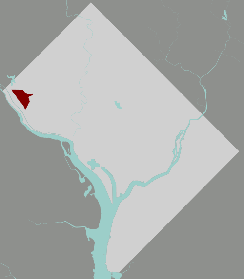 Map of Washington, D.C., with Kent highlighted in red