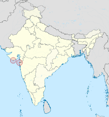 Map of India with the location of দমন বারো দিউ চিহ্নিত