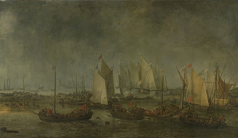 File:De slag op het Slaak tussen de Nederlandse en Spaanse vloten in de nacht van 12 op 13 september 1631 Rijksmuseum SK-A-454.jpeg