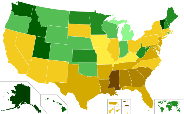 Results in popular vote margin, by state