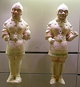 Dinastia tang, shanxi-henan, coppia di guerrieri corazzati, 650-700 ca..JPG