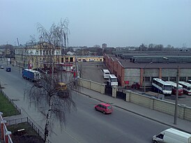 Вид на площадку автобусного парка № 1 СПб ГУП «Пассажиравтотранс» на Днепропетровской улице, 18. 2009 год