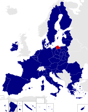 Karte der Wahlkreise des Europäischen Parlaments mit rot hervorgehobenem Pommerschen