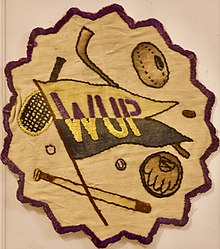 WUP Patch Early 1900 patch depicting the sports played at the Western University of Pennsylvania.jpg