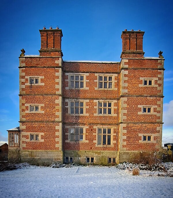 Soulton Hall as it now stands, Sir Rowland Hill's pyramidal roof, battlements and cupola have not survived and the theatre court configuration has sur