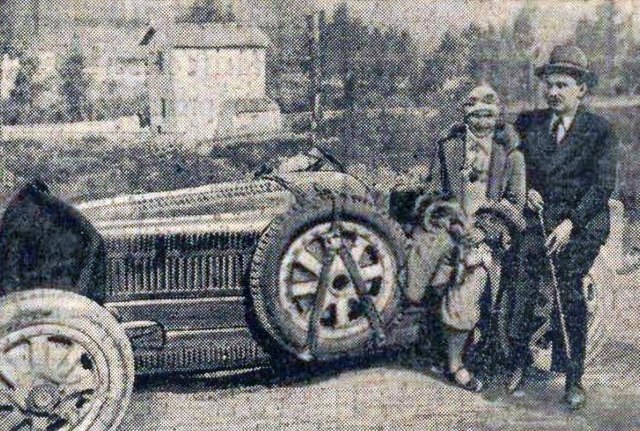 Eliška Junková, with her Bugatti and Vincenzo Florio